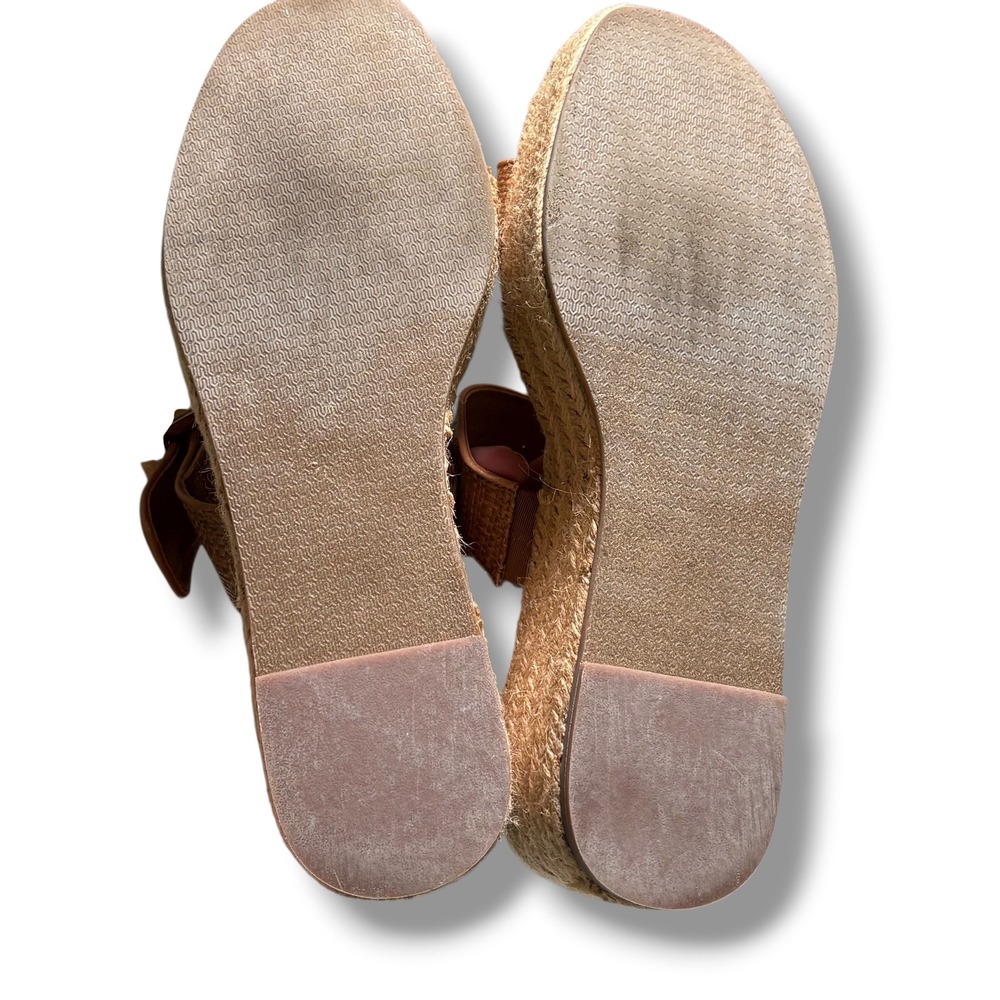 J.McLaughlin Brown Woven Espadrille Platform Sandals Bamboo Buckle Womens 9 - Picture 9 of 11